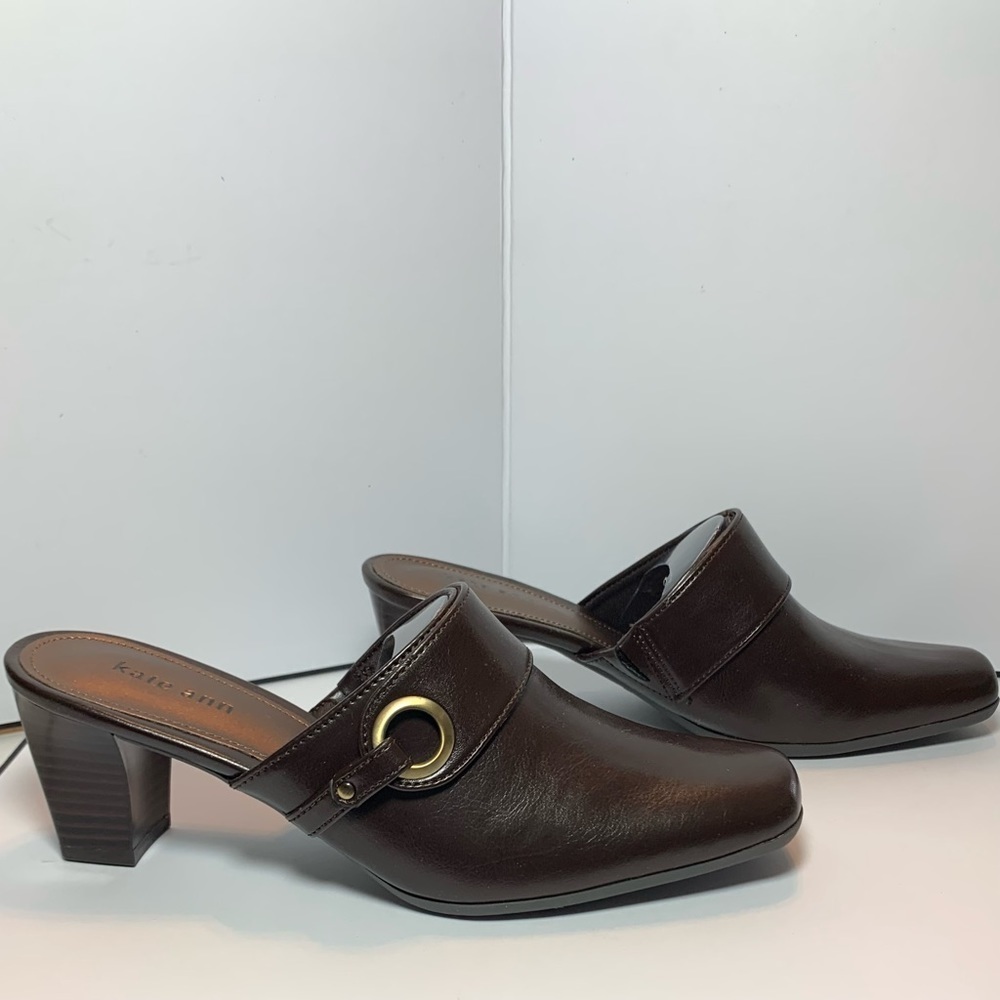 🎒 BTS SALE 📚 Kate Ann Emily Brown Block Heel Mule Shoes Square Toe Women’s 6.5 N - Picture 6 of 11